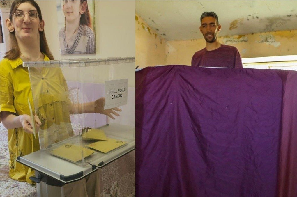 ترکیہ کے طویل القامت مرد اور خاتون نے بھی ووٹ کاسٹ کر دیا