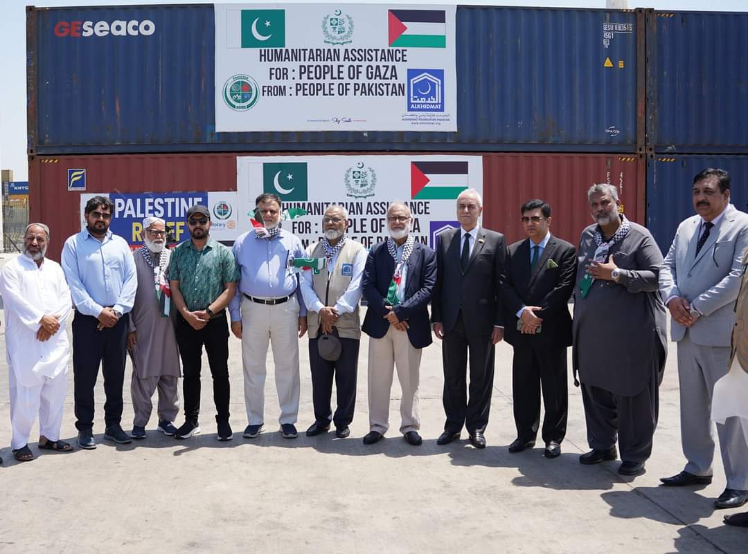 الخدمت فاؤنڈیشن پاکستان کی جانب سے 400 ٹن امدادی سامان غزہ کیلیے روانہ