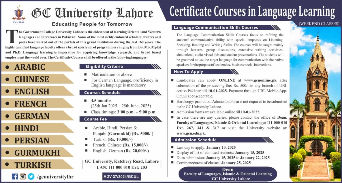 GC University Lahore Offers Turkish Language Course for Just 10,000 PKR