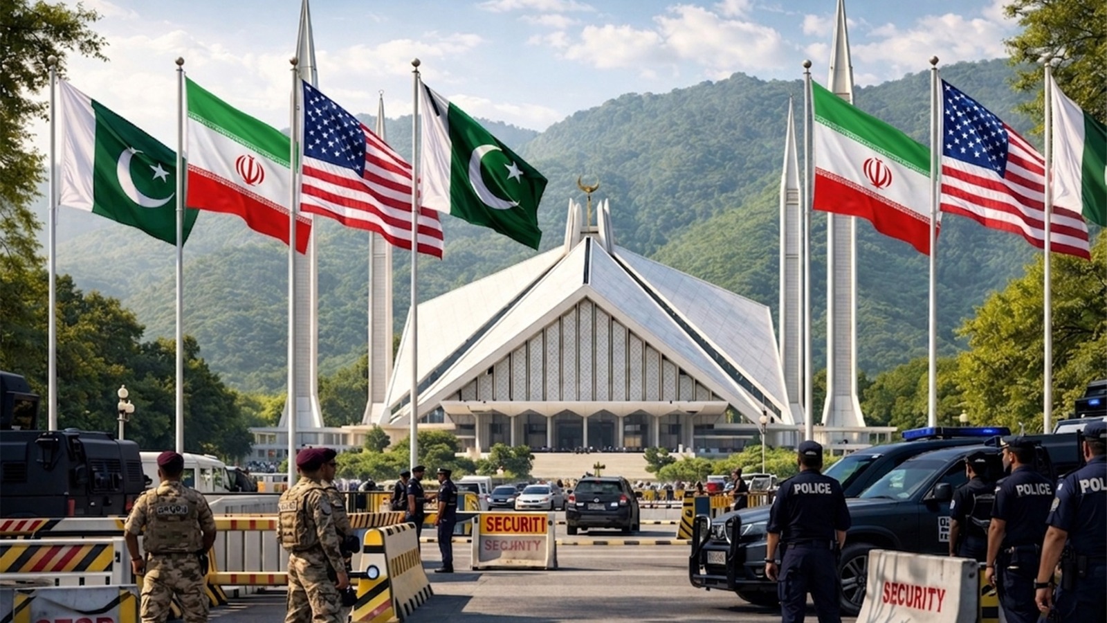 امریکہ–ایران مذاکرات: اسلام آباد میں ملٹی لیئر سیکیورٹی پلان نافذ، شہر کو بینرز ، جھنڈو اور روشنیوں سے سجا دیا گیا